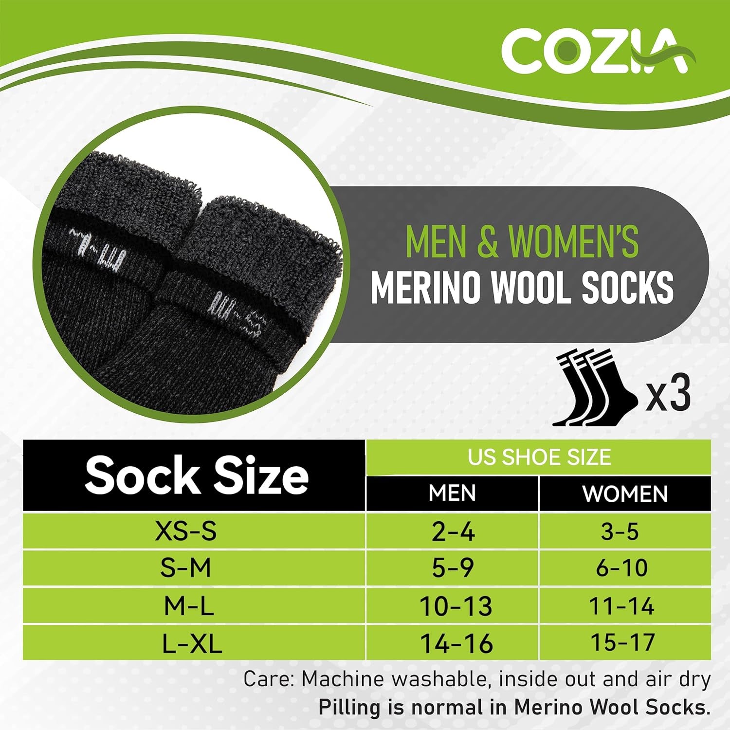 Merino Wool Socks Casual Warm Socks for Winter Cozy Boot Socks for Men & Women