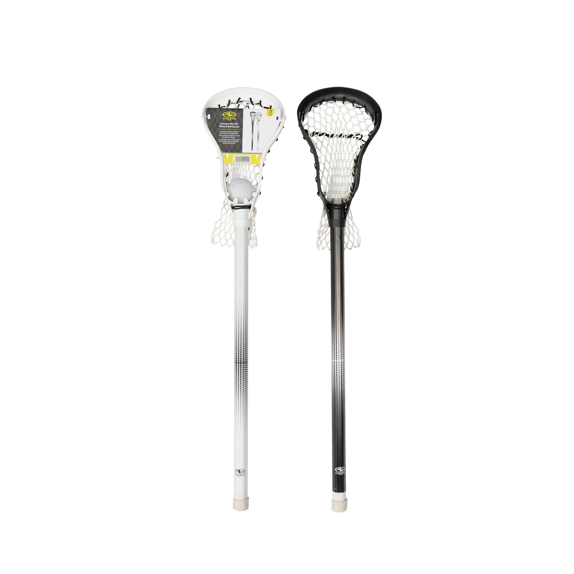 Mini Lacrosse Sticks and Ball Set for Kids, Black/White