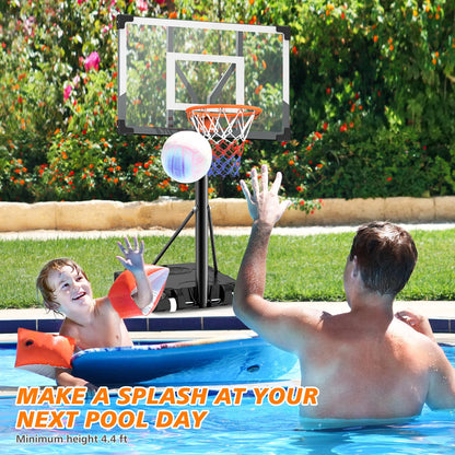 44 in Portable Basketball Hoop Stand for Adults & Kids, 6 Gear 4.4FT-10FT Height Adjustable Outdoor Indoor Basketball Hoop W/Wheels & Large Base for Outside, Court Backyard